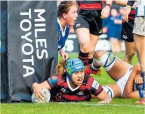  ?? Photo / Photosport ?? Martha Mataele of Canterbury scores the match winning try against Auckland at Rugby Park in Christchur­ch.