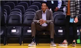  ?? Photograph: Noah Graham/ NBAE/Getty Images ?? Scottie Pippen watches pre-game warm-ups during a 2020 game between the 76ers and Warriors at the Chase Center in San Francisco, California.