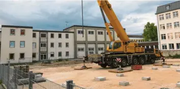  ?? Foto: Veh ?? Hier entsteht der Neubau der Bonaventur­a-Schulen. Die Gebäude links im Hintergrun­d werden abgerissen.