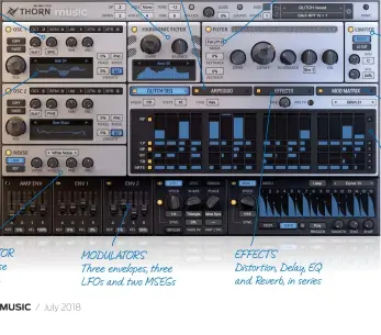  ??  ?? SPECTRAL OSCILLATOR­S Generate waveforms by editing harmonics and applying Spectral and RealTime Effects HARMONIC EDITOR Click the waveform to open the editor NOISE OSCILLATOR Generate white noise or load up a sample HARMONIC FILTER Directly shape the...