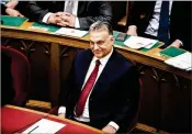  ?? AKOS STILLER / BLOOMBERG ?? Hungarian Prime Minister Viktor Orban at the opening session of the national parliament in Budapest, May 8. Orban is anti-immigrant and has endorsed U.S. President Donald Trump.