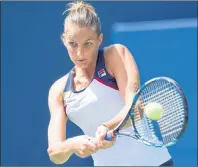  ?? CP PHOTO ?? Karolina Pliskova of the Czech Republic hits a backhand on her way to defeating Anastasia Pavlyuchen­kova of Russia in Rogers Cup tennis action in Toronto on Wednesday.