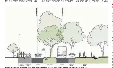  ?? ©Epamsa ?? Organisati­on paysagère des différente­s voies de circulatio­n routière et douce, avenue Vanderbilt.