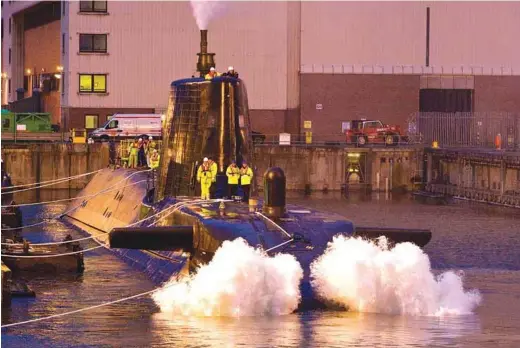  ?? PHOTOGRAPH: BAE Systems ?? BAE Systems’ Astute submarine in wet dock quay