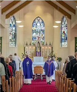  ??  ?? Bishop Basil Meeking returned to Christchur­ch from Rome when duty called in 1987. He died at the age of 90. A vigil mass was held for the Bishop at Nazareth House chapel.