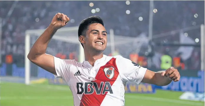  ?? Jam media ?? Gonzalo Martínez celebra su gol de penal, a los 18 minutos del primer tiempo; al final, el mendocino fue titular y uno de los mejores de River