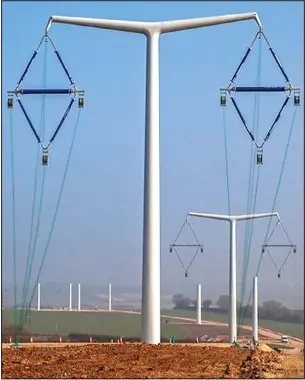  ??  ?? Tower of power: The training line of sleek T-pylons in Nottingham­shire