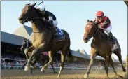  ?? NYRA ?? Perfect Alibi, trained by Mark Casse and jockey Irad Ortiz, Jr. up outruns Frank’s Rockette to win The Adirondack by a length and a-half earlier this year at Saratoga Race Course.