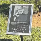  ?? JAMES BARRON/THE NEW MEXICAN ?? A plaque is dedicated Saturday to umpire Eddie Padilla, who died from a heart attack in June. Padilla was a respected umpire and official in Northern New Mexico.