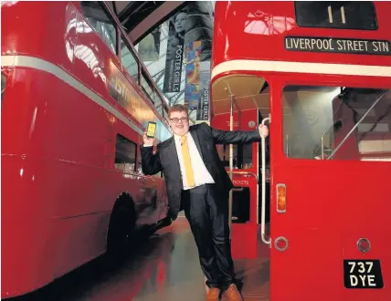  ?? John Marsh ?? > Dafydd Jones, pictured at the launch of his app at London’s Transport Museum, said the inspiratio­n for Doze came from his older brother, who once fell asleep on the Tube and had to pay £60 to get a taxi home