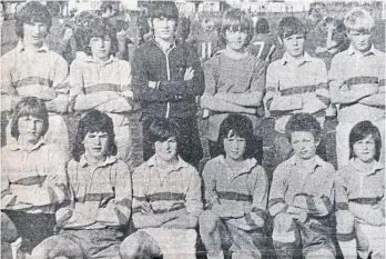  ?? ?? This is a Kirkton High School Under-14 football team from a year unknown, but could be early to mid-1970s.
Back row, from left – G Scott, A McGlore, D Hunter, M Tosh, D Addison, G McPherson.
Front row – G King, D O’Neil, P Smith, D Ritchie, J Hunter, A Malone.