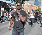  ?? BARRY GRAY THE HAMILTON SPECTATOR ?? “We are here highlighti­ng the deep-rooted anti-Black racism that is also here in Canada,” Leo Nupolu Johnson said.