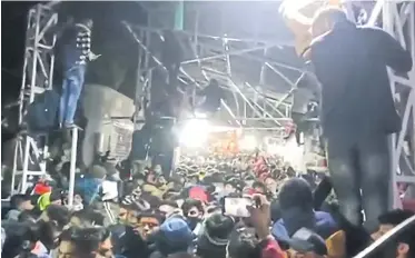  ?? ?? NOWHERE TO RUN: A frame grab shows a packed crowd of devotees at the Vaishno Devi shrine yesterday near Katra town in Jammu and Kashmir, India.