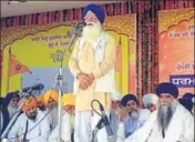  ?? HT PHOTO ?? SGPC president Kirpal Singh Badungar at a function at Takht Damdama Sahib in Talwandi Sabo on Saturday. Harnam Singh Dhumma (left) is also seen.