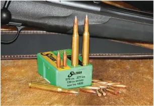  ??  ?? I loaded 130gr Sierra bullets for my Blaser .270 Win for this hunt. Because I anticipate­d taking body shots a light load, that produced an average of 2 700fps at the muzzle, was used.