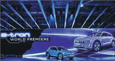  ?? PHOTOS PROVIDED TO CHINA DAILY ?? The Audi e-tron made its global premiere on Sept 17 at Audi brand summit in San Francisco, the United States.