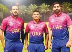  ?? ?? ±
UAE players pose for a picture in their new jersey for the T20 World Cup.