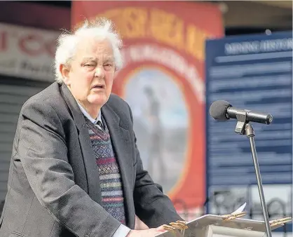  ??  ?? Well respected Tam Dalyell pictured last year at the unveiling of Whitburn Miners’ Memorial.