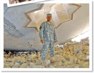  ?? Courtesy photos ?? (Above left) Renard, 2nd from left, Taji, Iraq June 2005. (Above) Renard in a destroyed building, Taji, Iraq 2006. (Right) Renard’s medals.