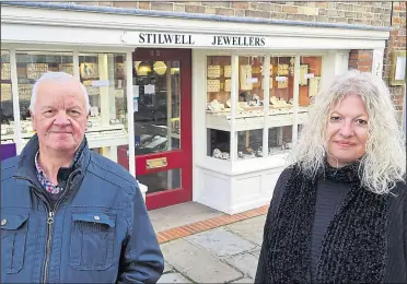  ??  ?? Michael and Charlotte Stilwell outside the family jewellery business