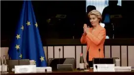  ?? JEAN-FRANCOIS BADIAS/ASSOCIATED PRESS ?? European Commission leader Ursula von der Leyen succeeded in watering down some of the bill’s measures.