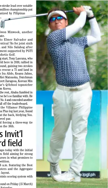  ?? PHOTOGRAPH BY JOEY SANCHEZ MENDOZA FOR THE DAILY TRIBUNE @tribunephl_joey ?? OZEKI Kakeru opens with a 72 to share the lead with Edmar Salvador Jr. in the ICTSI Apo Classic at the Apo Golf and Country Club in Davao City.