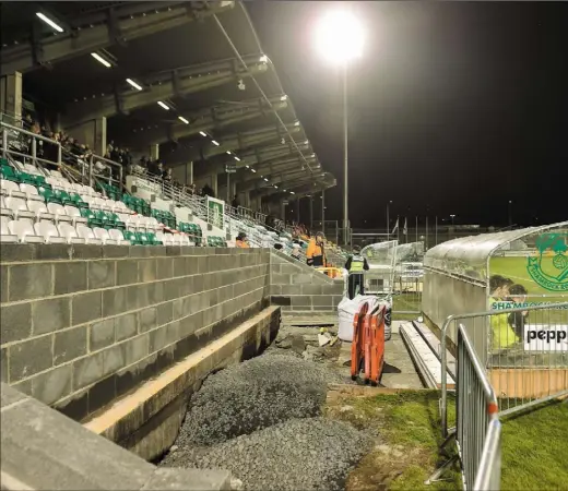  ??  ?? New dugouts had to be built at Tallaght Stadium this week for Dundalk’s Europa League home games.