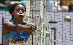  ?? SHIZUO KAMBAYASHI — THE ASSOCIATED PRESS ?? Gwen Berry competes in the hammer throw at the Golden Grand Prix in 2017in Kawasaki, near Tokyo.