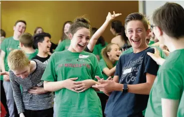  ??  ?? Leading lady Cara, centre, in rehearsals for The Wizard of Oz, which opens at the Theatre Royal on Friday