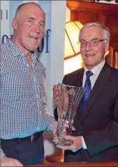  ??  ?? Joe Healy presenting Pat Byrne with the Arts and Culture Award.