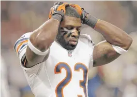  ?? | AP ?? Devin Hester can’t hide his dismay after a punt he returned for an apparent touchdown was called back.