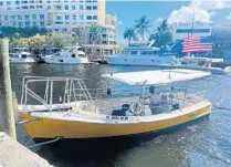  ?? COURTESY ?? The Riverwalk Water Trolley offers free transporta­tion on the New River in downtown Fort Lauderdale.