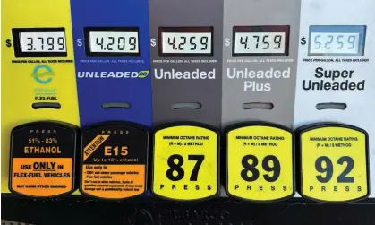  ?? ?? Gas prices are seen at a gas station in Riverwoods, Illinois, on 1 April 2024. Photograph: Nam Y Huh/AP