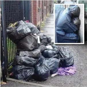  ??  ?? ●●Fly-tipping on Gale Street and, inset, on Crown Street