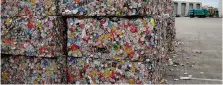  ?? Pictures: Colin Mearns ?? Bales of crushed aluminium cans at the facility