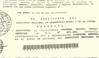  ??  ?? Días después de emitir su dictamen Eligio Vargas fue echado del Indert, por disposició­n de Justo Cárdenas. El conflicto se da en torno a un trato con la firma Cardenales SA.