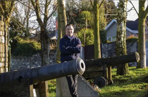  ??  ?? AIMING TO WIN: Fianna Fáil’s Michael Sheehan at the Three Bullet Gate in New Ross.