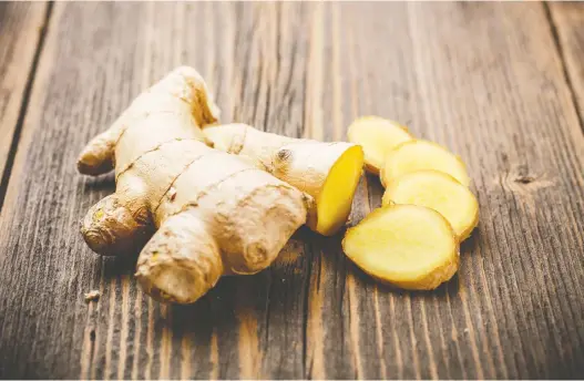  ?? SHUTTERSTO­CK ?? Ginger has a long history of use not only as a spice, but also as a folk medicine, mostly for digestive problems and nausea.