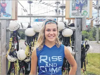 ?? SUBMITTED PHOTO ?? Kalece O’Reagan, who is studying sports and leisure, said she had a blast with her PERCÉ internship at Rise and Climb Adventure Park in Cornwall.