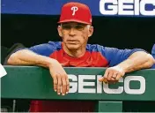  ?? JOHN BAZEMORE/AP ?? Manager Joe Girardi was fired by the Philadelph­ia Phillies Friday, becoming the first major league manager to lose his job this season.