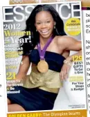  ??  ?? GOLDENGABB­Y: The Olympian beams
for the magazine’s on the cover of Essence Women of theYear
issue