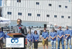  ?? NANCY KING/CAPE BRETON POST ?? Andrew Prossin of One Ocean Expedition­s announced Monday the company will expand its fleet with the addition of a new ship, which will be name the RCGS Resolute. The company, headed by Westmount native Prossin, also intends to use Sydney as its base of...