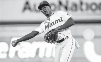  ?? DANIEL A. VARELA dvarela@miamiheral­d.com ?? Marlins second baseman Jazz Chisholm Jr. is expected to make the switch to center field, allowing the newly acquired Luis Arraez to get the majority of the playing time at second.