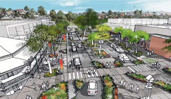  ??  ?? NEW LOOK: An artist’s impression of a proposed option to revitalise the Highton Village precinct.