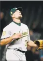  ?? Jennifer Buchanan / Associated Press ?? Oakland Athletics closer Blake Treinen finished the regular season with 38 saves and an 0.78 ERA.