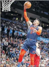 ?? Oklahoma City's Russell Westbrook goes to the basket during Wednesday night's game against Toronto at Chesapeake Energy Arena. ??