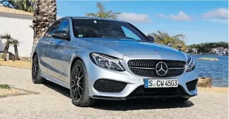  ?? GRAEME FLETCHER ?? The 2016 Mercedes-Benz C450 AMG 4Matic features a more aggressive face with a dot-matrix grille and carbon-fibre-like deck-lid spoiler.