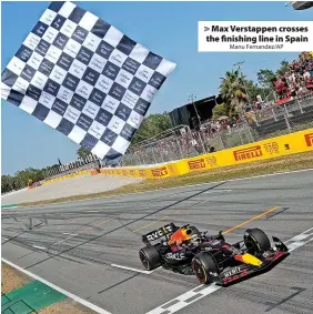  ?? Manu Fernandez/AP ?? Max Verstappen crosses the finishing line in Spain