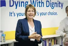  ??  ?? Wanda Morris, CEO of Dying with Dignity Canada, said the unexpected decision to take away the organizati­on’s charitable status means it will soon be unfettered by government rules that restrict its political activities.