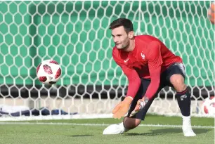  ?? Reuters ?? France’s Hugo Lloris attends a training session ahead of the final against Croatia. —